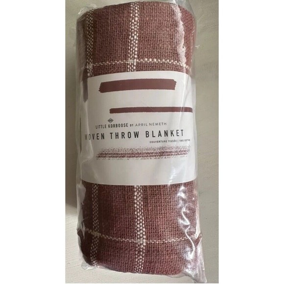Little Korboose Woven Throw Blanket 100% Cotton, 50x60in, FabFitFun, NEW - Picture 5 of 5